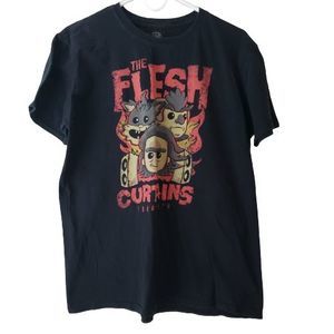 Pop Tees Men's T-Shirt Black Size Large The Flesh Curtains Tour 2018 Adult Swim